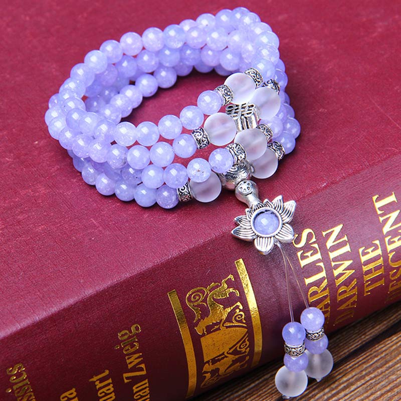 Buddha Stones Lila Jaspis Perlenstärke Armband Mala