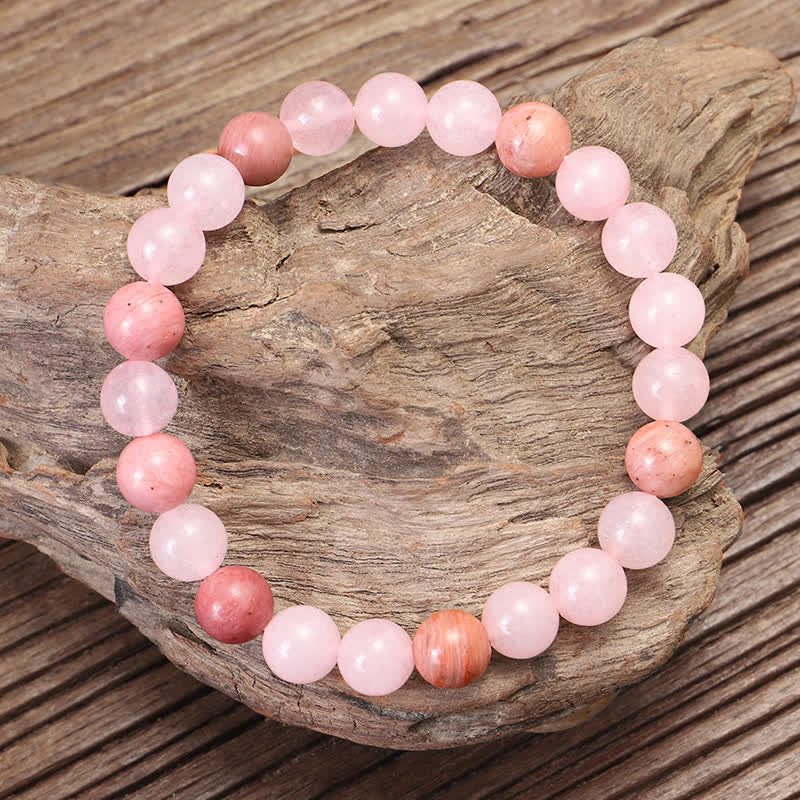 108 Mala-Perlen, rosa Kristall-Liebesquasten-Armband