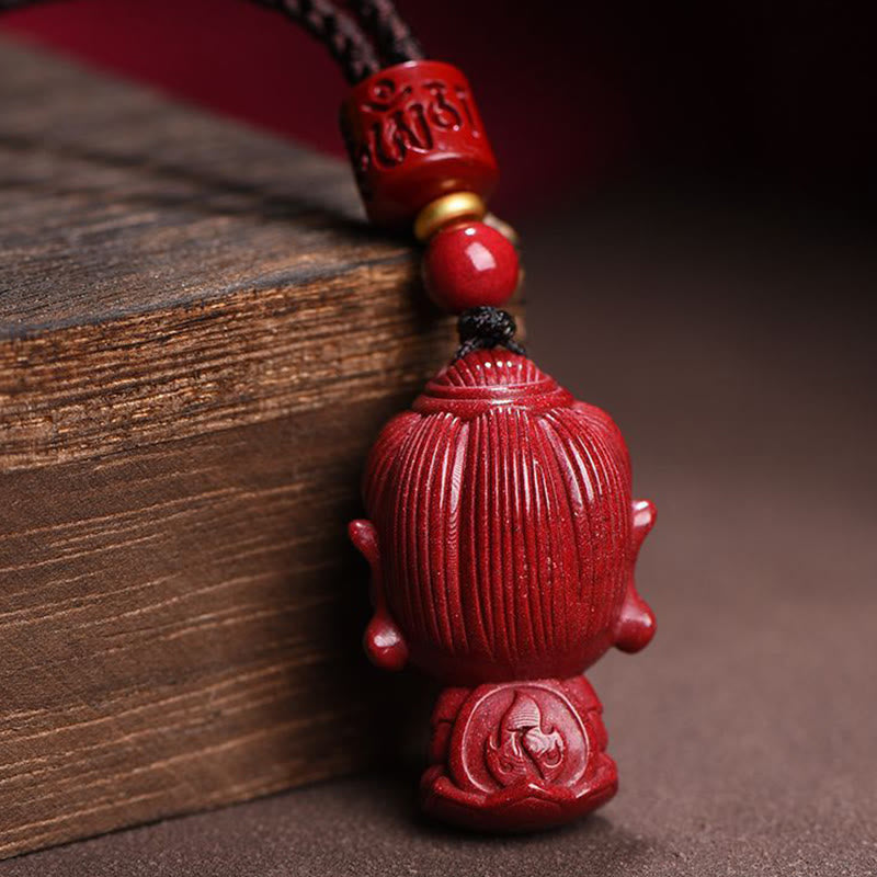 Buddha Stones, chinesisches Sternzeichen, Natal-Buddha, natürliches Zinnober-Amulett, halten böse Geister fern. Halsketten-Anhänger