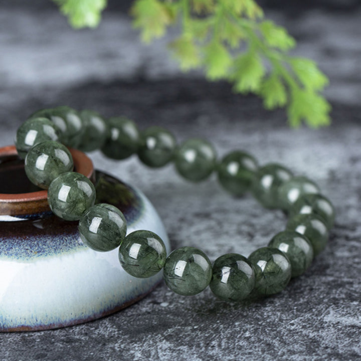 Armband mit Buddha Stonesn, natürlichem grünen Kristall, Segen, Reichtum