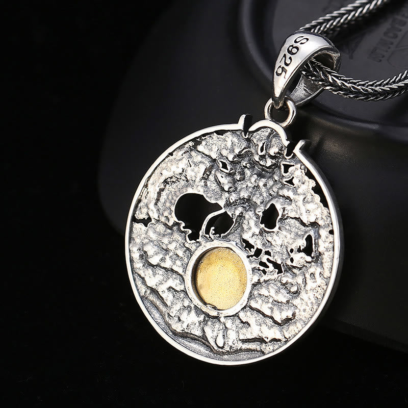 Buddha Stones Dragon Waves Yin Yang Bagua Luck Strength Halskettenanhänger