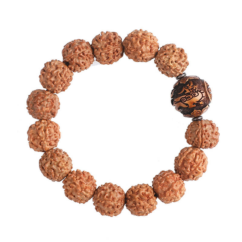 Buddha Stones Tibet Rudraksha Bodhi Seed PiXiu Kupfer Münze Reichtum Glück Armband