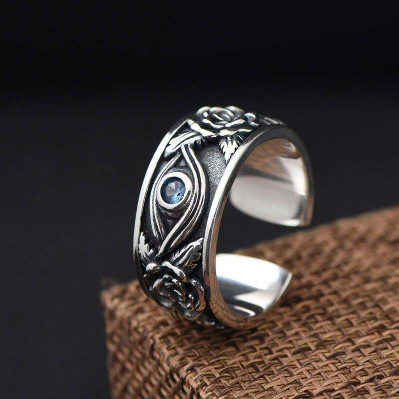 Buddha Stones Auge des Horus Kristallschutz verstellbarer Ring