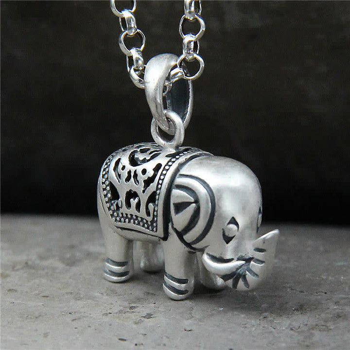 Buddha Stones 990 Sterling Silber Elefant Stärke Halskette Anhänger