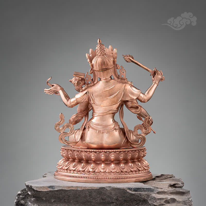 Vierarmige Manjusri Bodhisattva Figur Serenity Kupfer Statue Dekoration