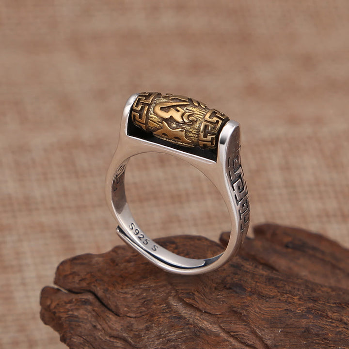 Buddha Stones, Tibet Om Mani Padme Hum, geschnitztes Design, Reinheit, drehbarer Ring