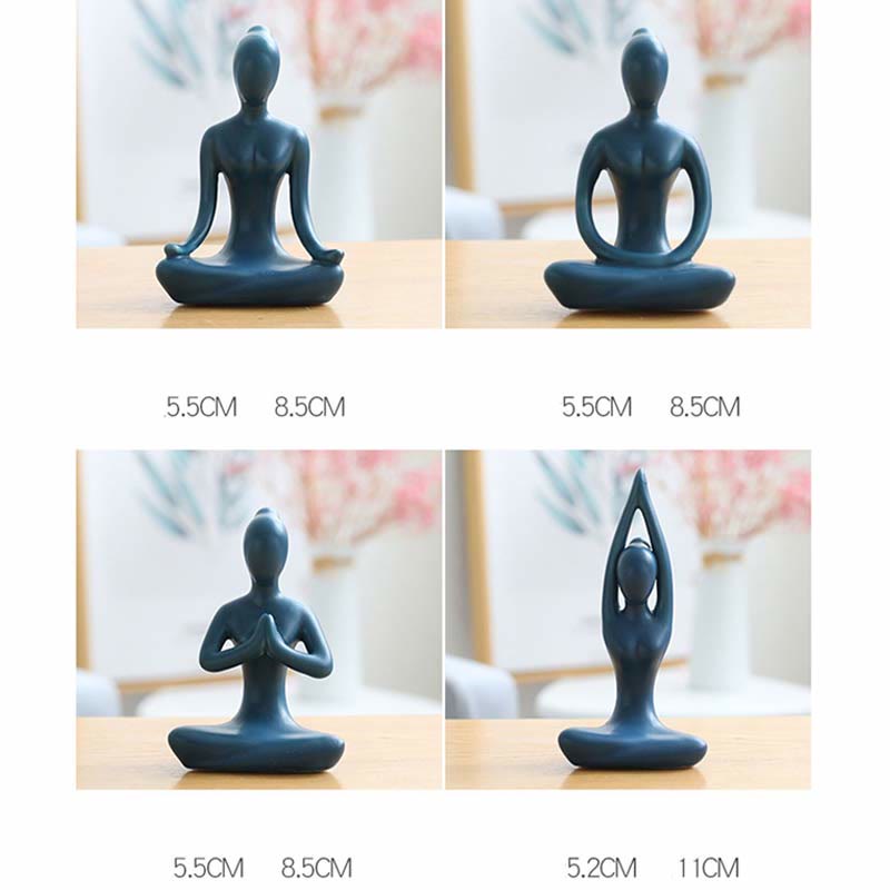 Abstrakte Yoga-Meditationsübung, Keramik, spirituelle Figur, Skulptur, Dekoration