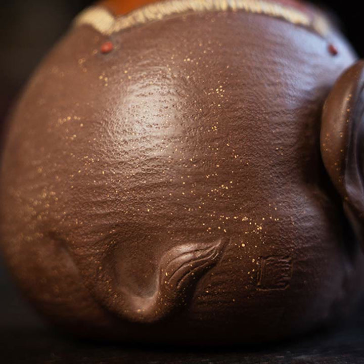 Buddha Stones Niedlicher Elefant, verheißungsvolle Wolken, lila Ton-Keramik-Teekanne