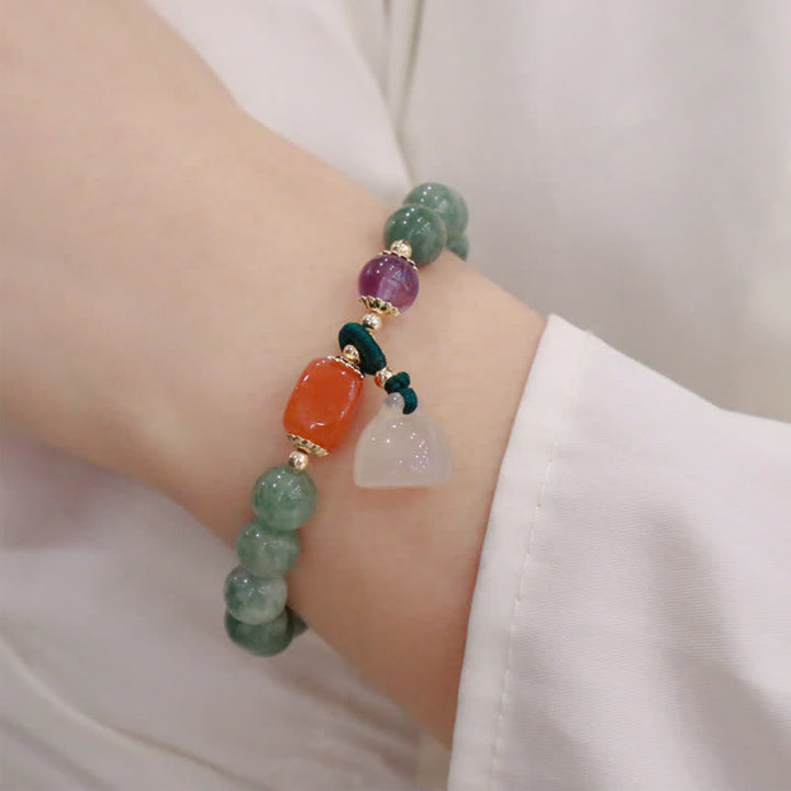 Cyan Jade Lotus Kürbis Wunsch Frieden Schnalle Amethyst Kristall Heilung Armband