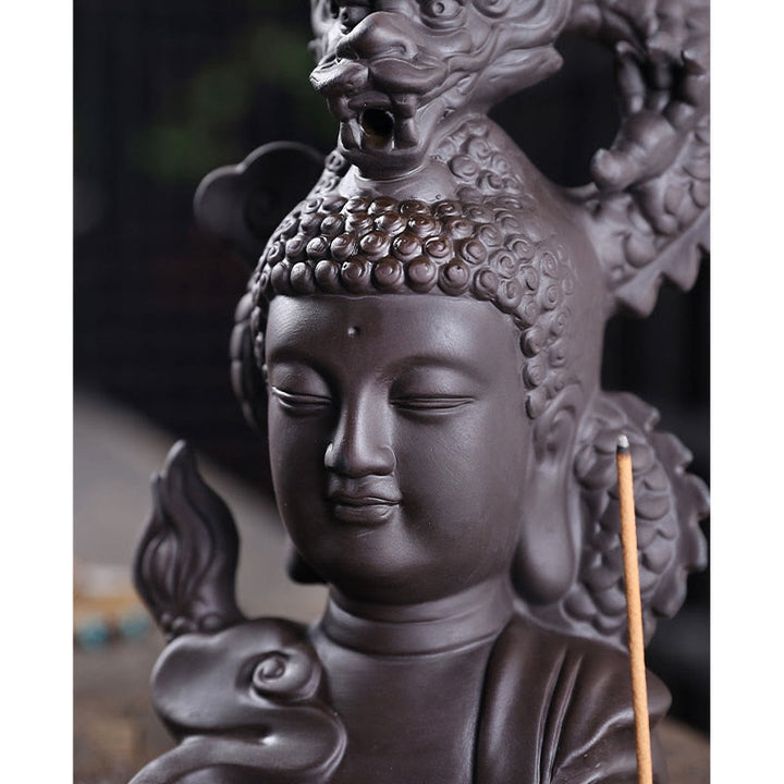 Buddha Stones, Drachen-Buddha, verheißungsvolle Wolken, lila Ton, heilende Räucherstäbchen-Dekoration
