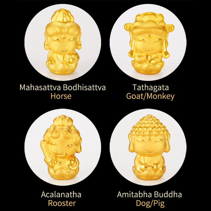 Buddha Stones 999 Gold Chinesisches Sternzeichen Natal Buddha Schutz Handgefertigtes rotes Seilarmband