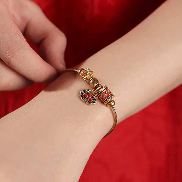 Lotus Erleuchtung Kupfer Perlen Charm Armband