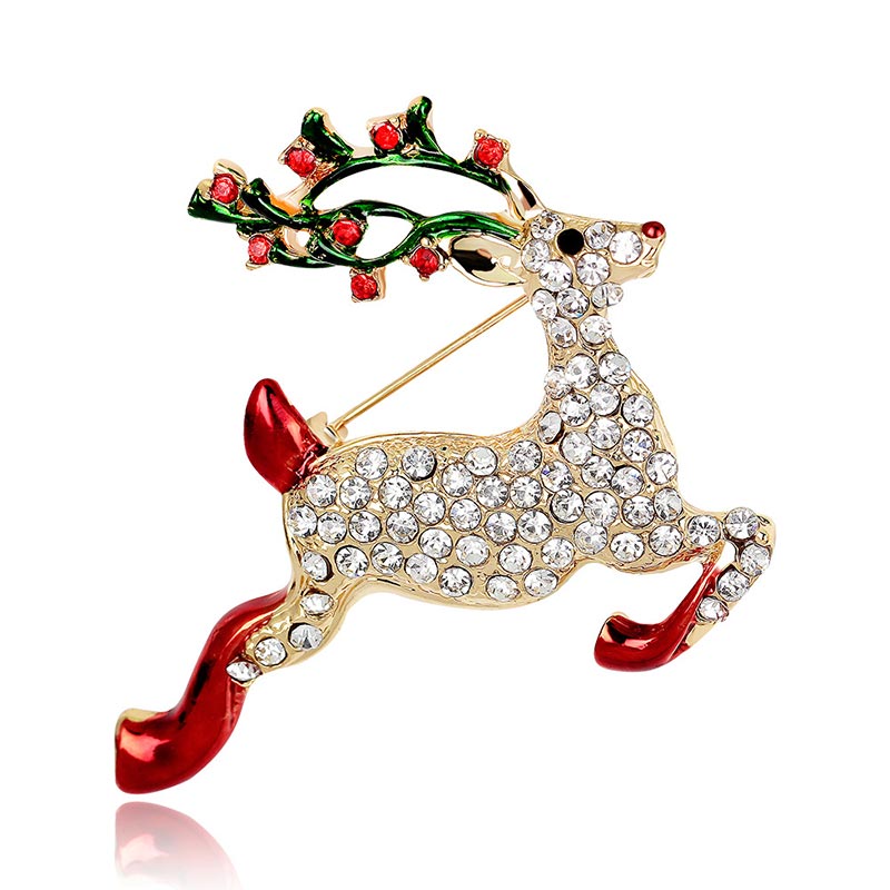 Weihnachts-Brosche mit mehrfarbigen Strass-Kristallen