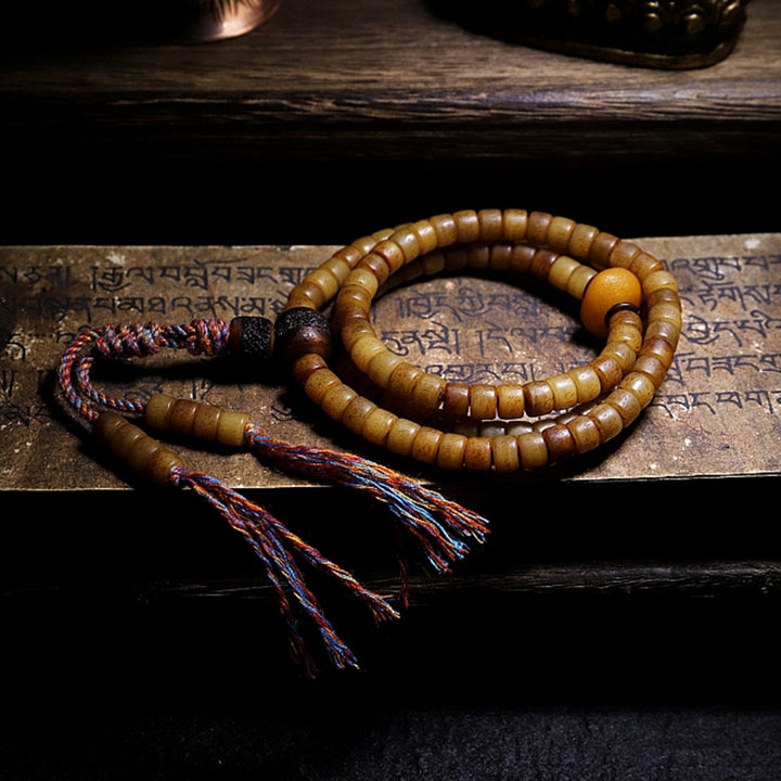 Tibet 108 Mala Perlen Yak Knochen Bernstein Balance Armband