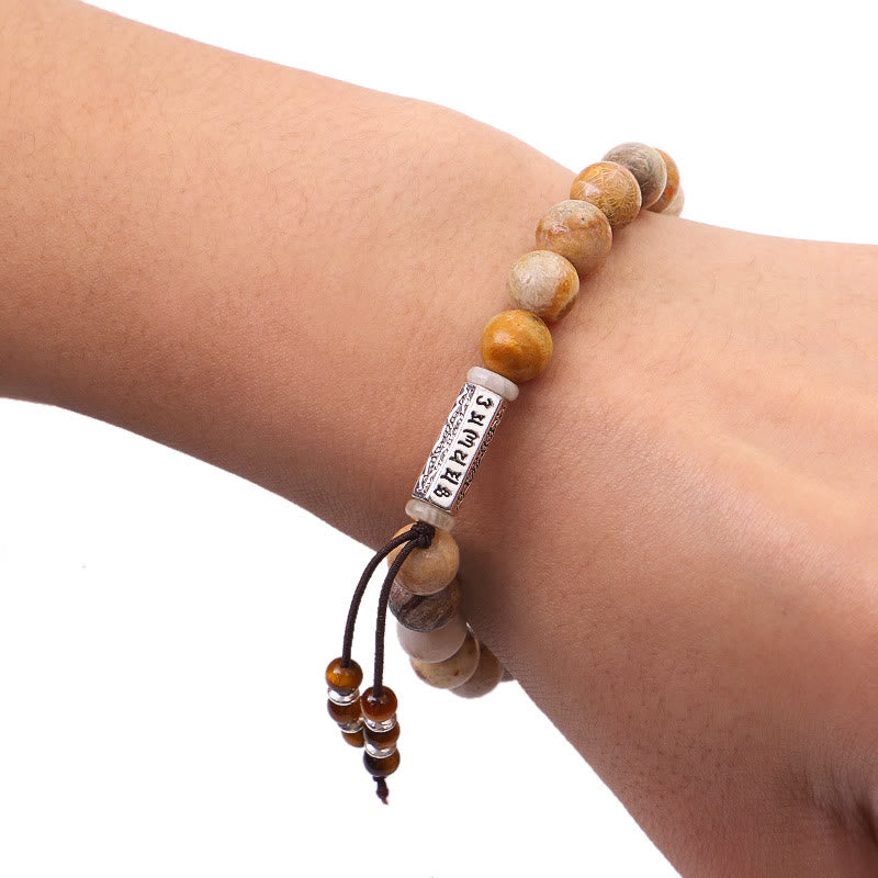 Om Mani Padme Hum Armband aus verwittertem Stein