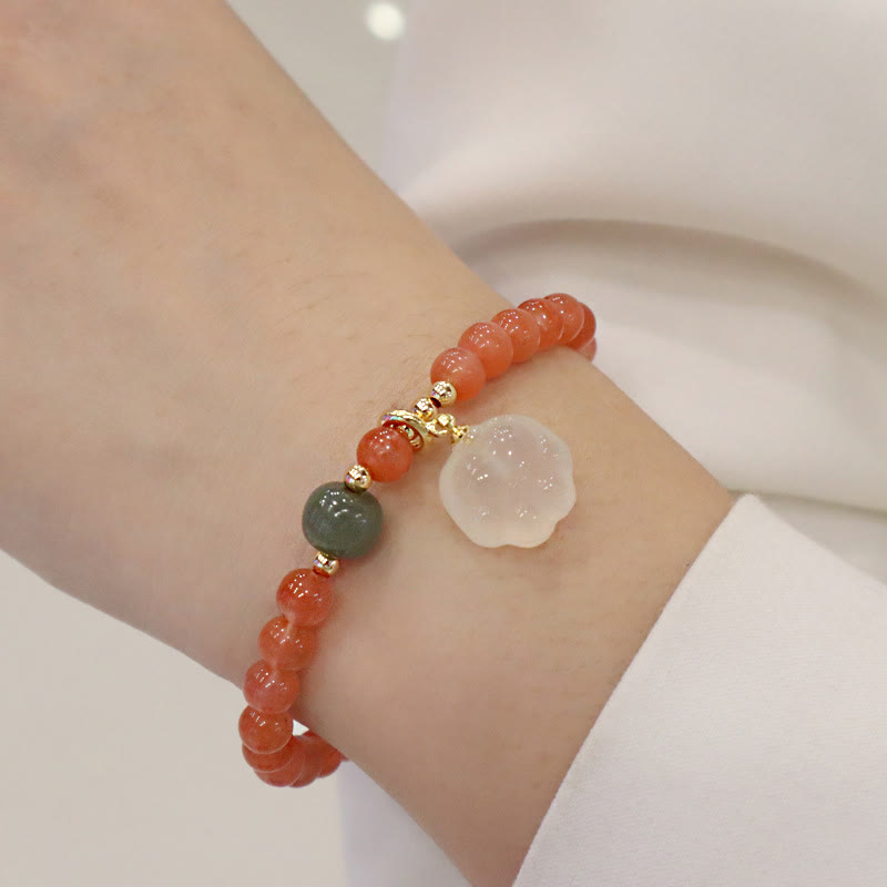 Buddha Stones Rotes Achat-Chalcedon-Katzenpfoten-Jade-Selbstvertrauensarmband