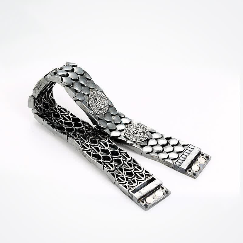 Buddha Stones 925 Sterling Silber Drachenschuppen Glück Erfolg Armband Armreif