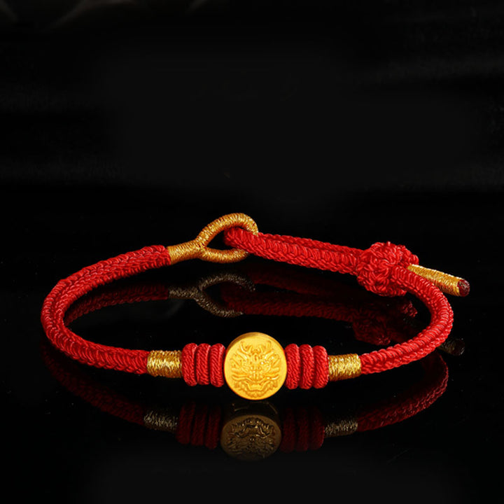 Buddha Stones Jahr des Drachen 999 Gold Tai Sui Amulett Big Dipper Luck Handgefertigtes Armband