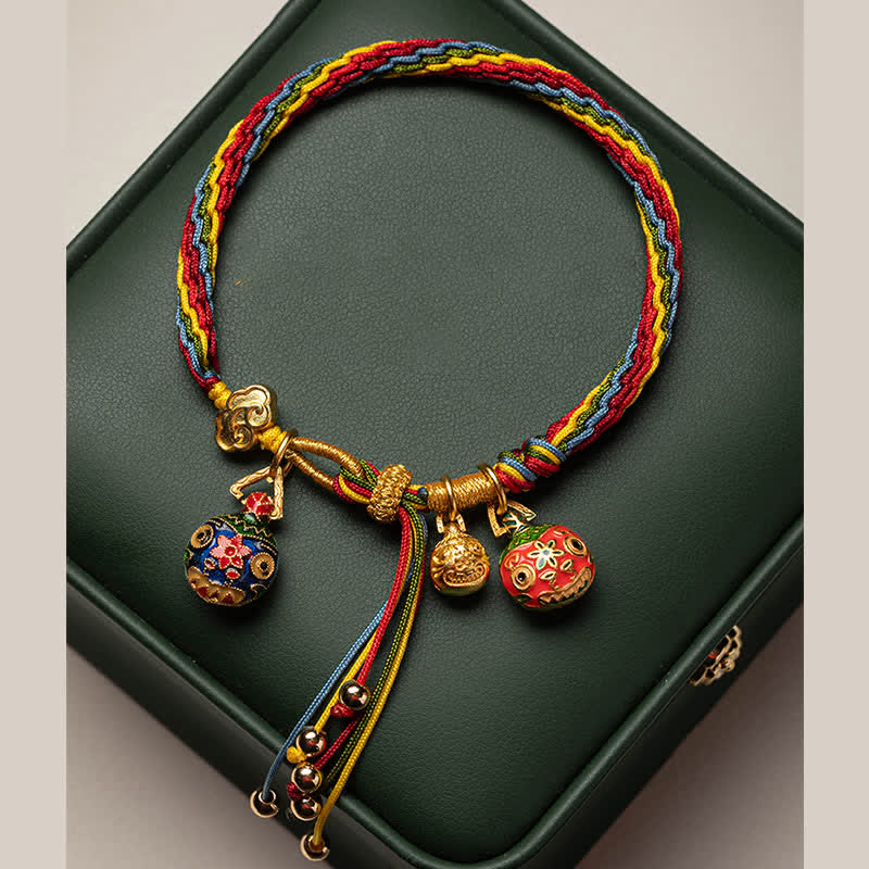 Buddha Stones Gold Schluckendes Biest Familie Glück Reinkarnation Knoten Buntes Schnurarmband