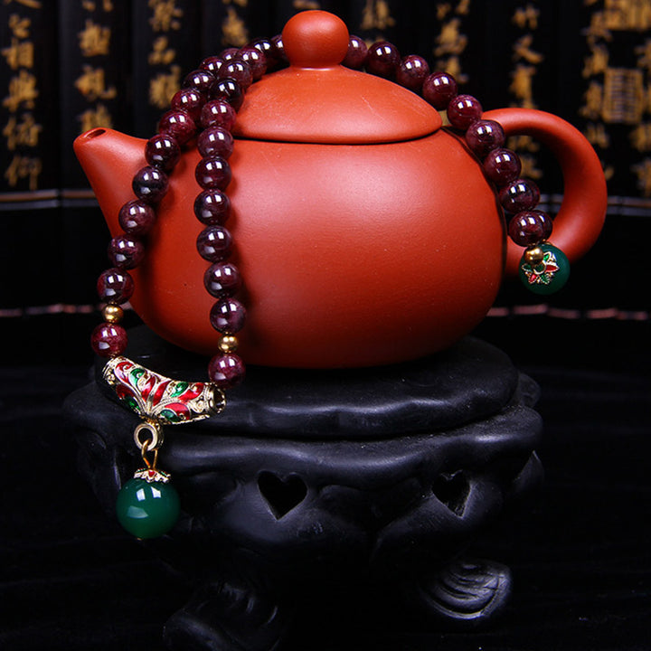 Buddha Stones Natürliches Granat-Segen-Armband