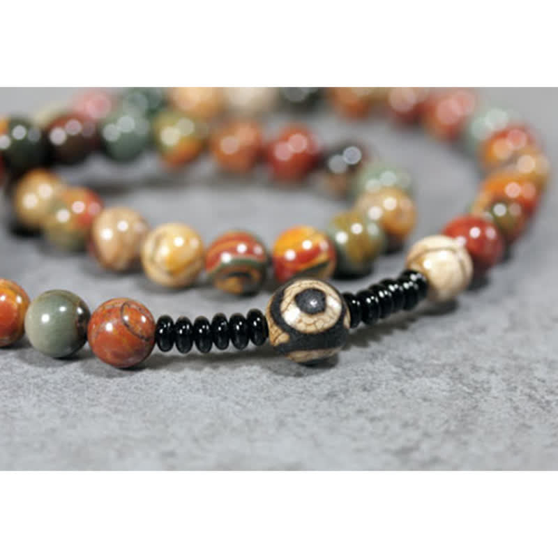 Tibetisches Bild-Jaspis-Dzi-Perlen-Positive-Schutz-Armband