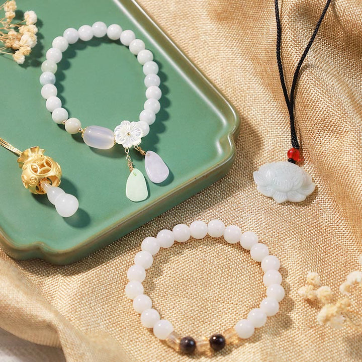 Buddha Stones bringen Positivität und Hoffnung, Glück, Weiß Jade-Paket