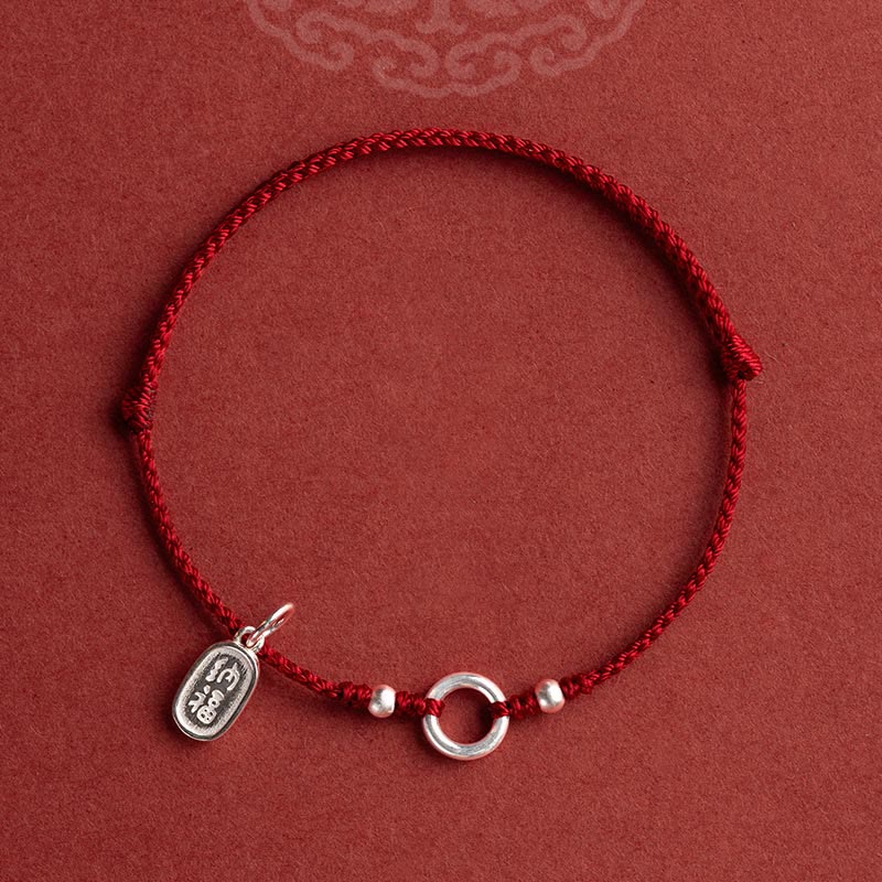 Armband mit Buddha Stonesn, 925er-Sterlingsilber, Glück, Glück, Frieden, Freude, Lotus, Frieden, Schnalle, rote Schnur