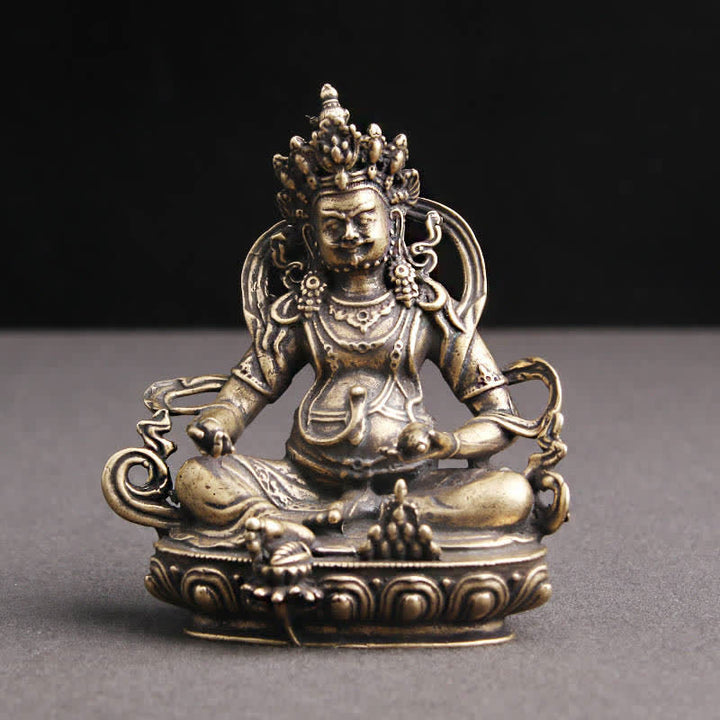 Gelbe Jambhala Bodhisattva Figur Serenity Kupfer Statue Dekoration
