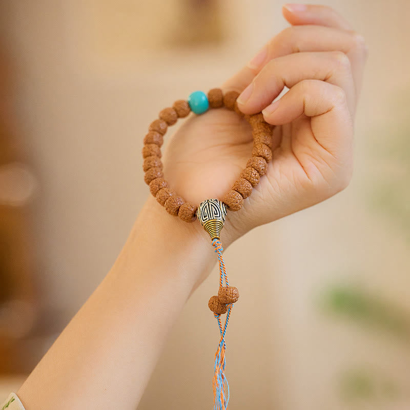 Buddha Stones Tibet Rudraksha Bodhi Samen Amulett Reichtum Glück Armband