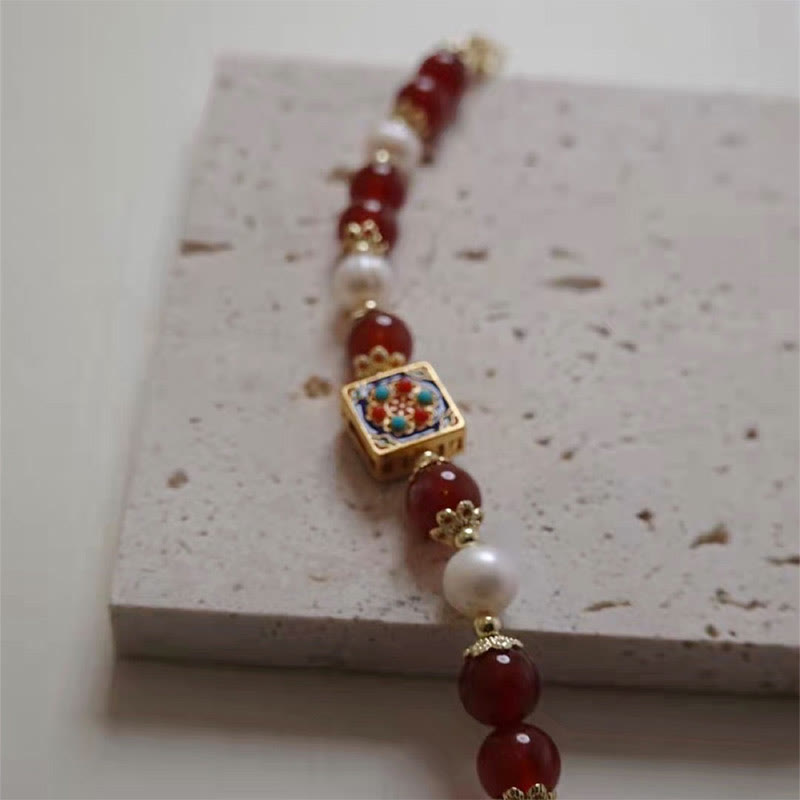 Buddha Stones Rotes Achatperlen-Selbstakzeptanz-Armband