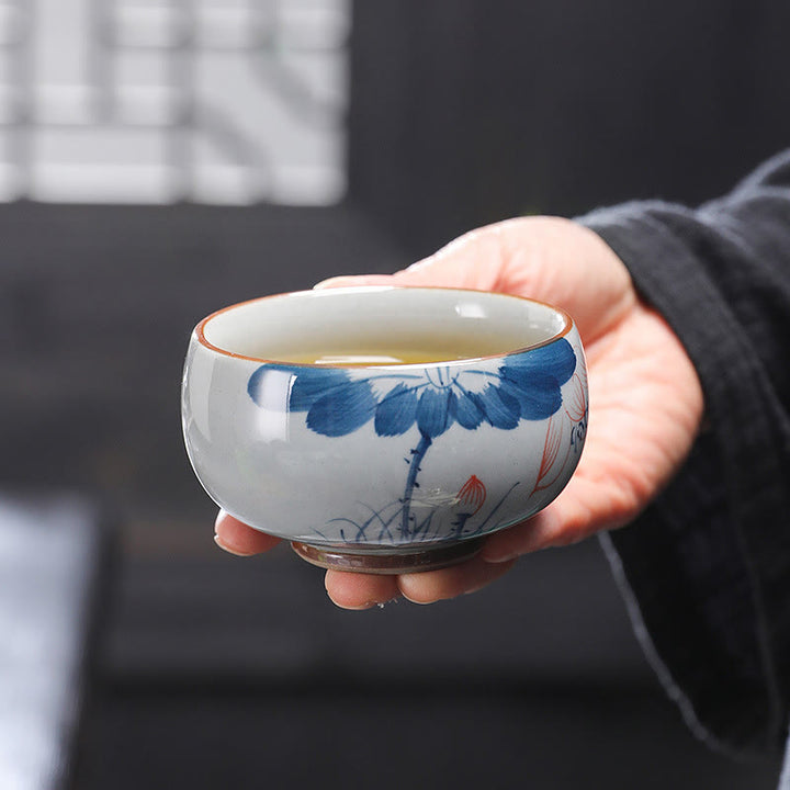 Buddha Stones Lotusblütenblatt Bambus Keramik Teetasse Kung Fu Teetassen