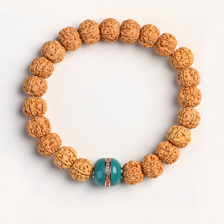 Armband mit Buddha Stonesn, Tibet, Rudraksha, Bodhi, Samen, Reichtum, Glücksverheißung