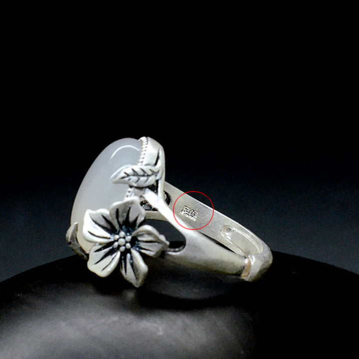 Ring für positive Harmonie aus 990er-Sterlingsilber mit natürlichem Chalcedon und Pflaume