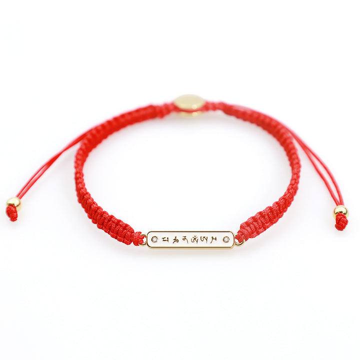 Tibetisches handgefertigtes Om Mani Padme Hum Peace Armband mit roter Schnur