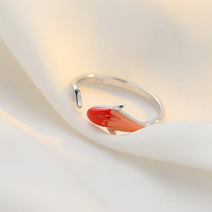 Buddha Stones Koi Fisch Kupfer Balance Glück verstellbarer Ring