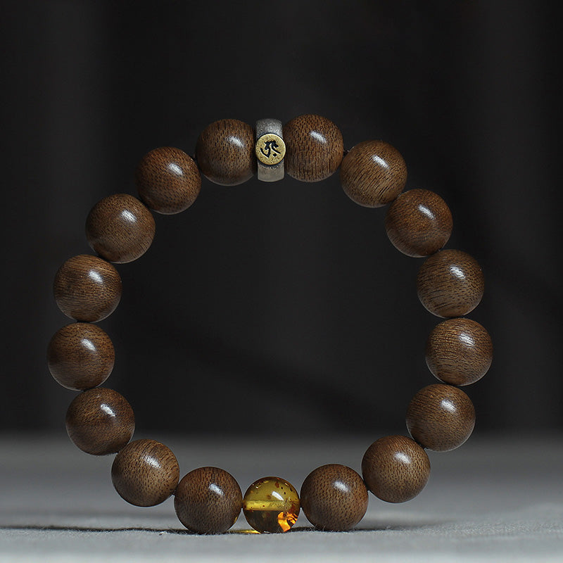 Armband mit Buddha Stonesn, chinesischem Sternzeichen, Natal-Buddha, Kalimantan-Adlerholz, rotem Achat, Bernstein, 925er-Sterlingsilber