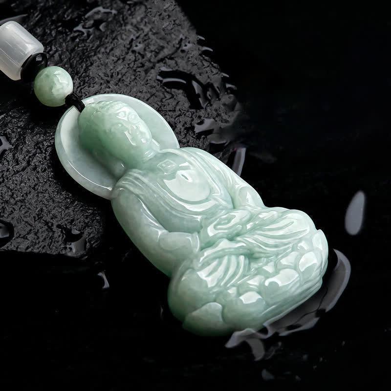 Buddha Stones Amitabha Buddha Jade Amulett Mitgefühl String Halskette