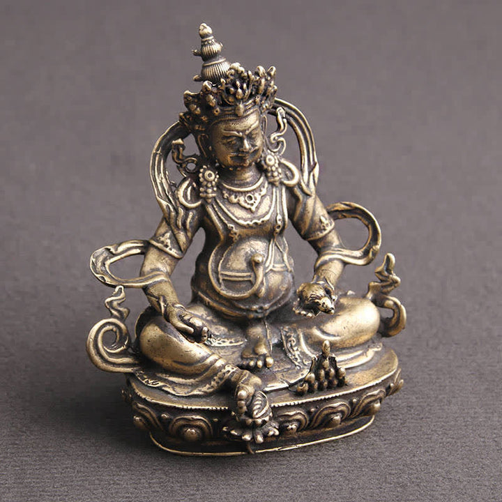 Gelbe Jambhala Bodhisattva Figur Serenity Kupfer Statue Dekoration