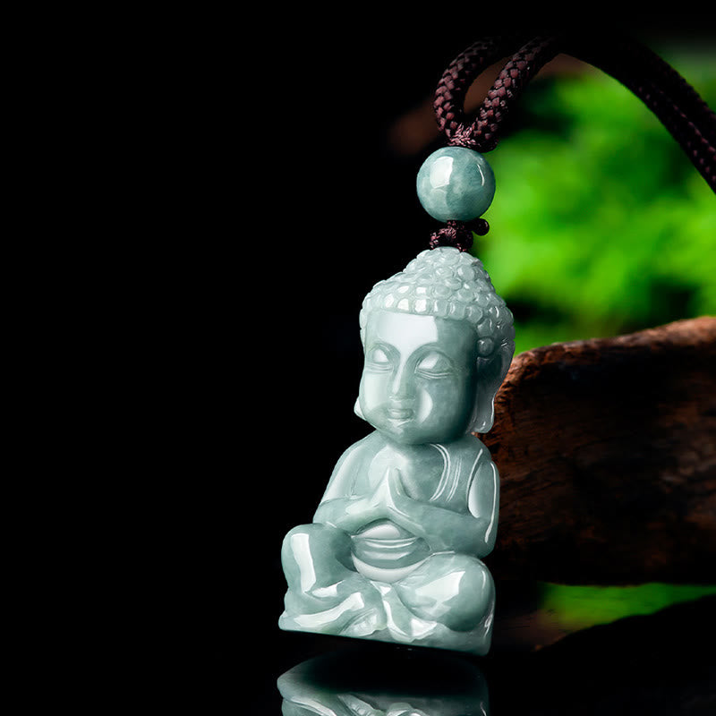Buddha Stones, natürlicher Jade-Meditations-Buddha-Amulett, Gelassenheits-Halskettenanhänger