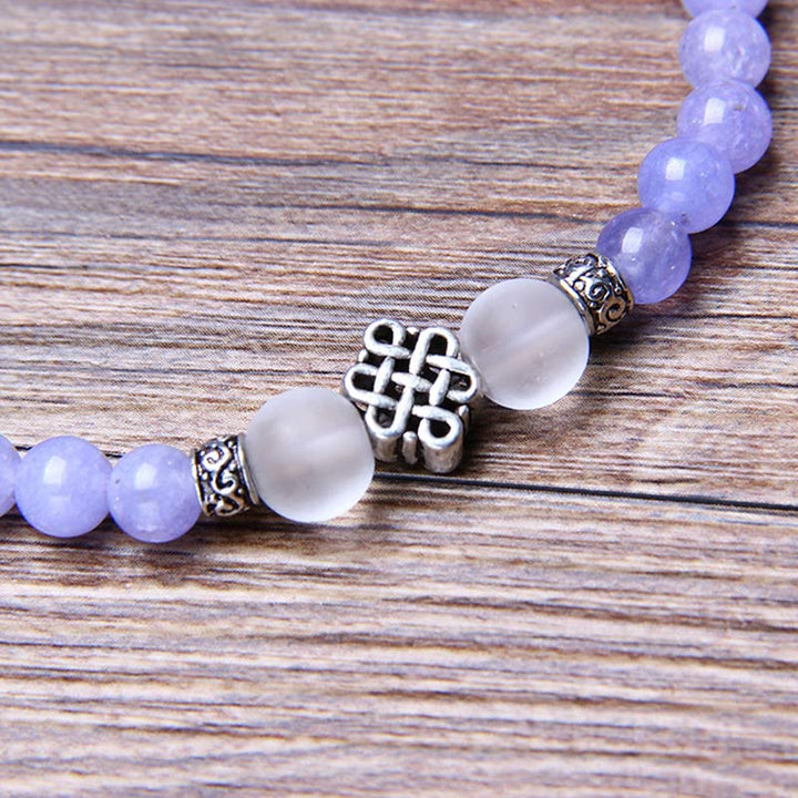 Buddha Stones Lila Jaspis Perlenstärke Armband Mala