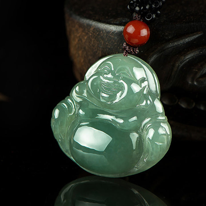 Lachender Buddha Jade Fülle Halskette Anhänger