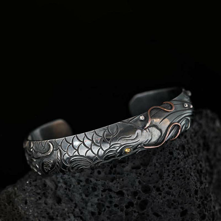 999 Sterling Silber 990 Gold Koi Fisch Glück Reichtum Erfolg Armband Armreif