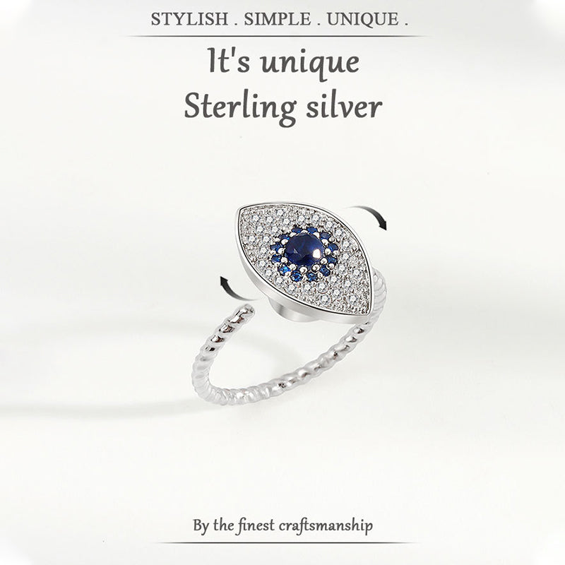 925 Sterling Silber Evil Eye Protection Blessing Drehbarer Ring