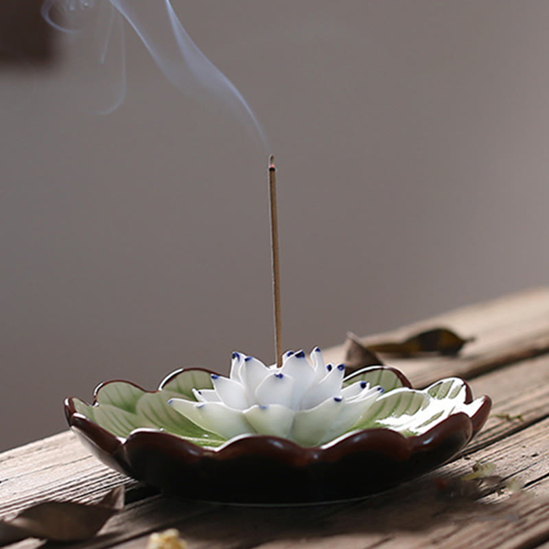 Buddha Stones, Lotus-Muster, heilende Keramik-Räuchergefäß-Dekoration