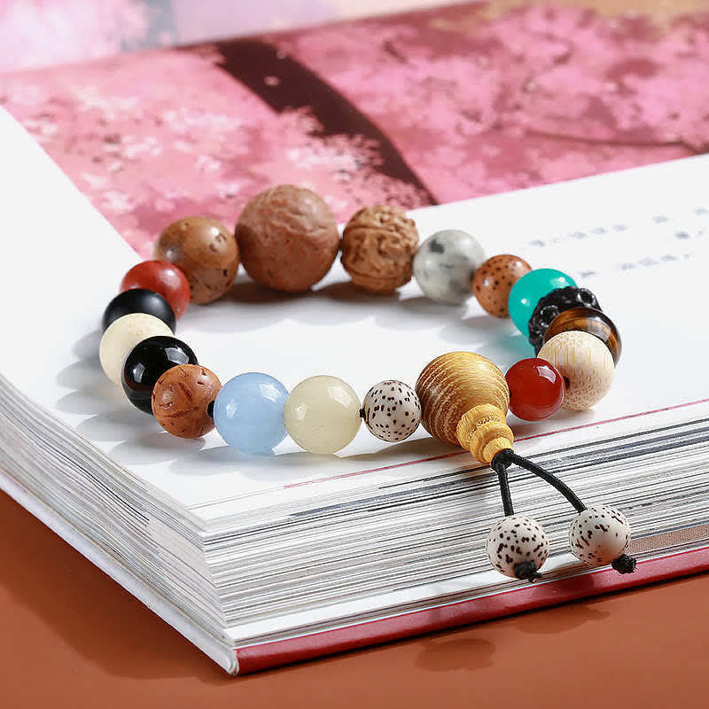 Buddha Stones Bodhi Samen Achat Weisheit Harmonie Handgelenk Mala Armband