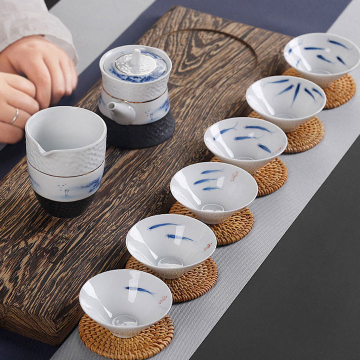 Buddha Stones Vintage Pflaume Orchidee Bambus Chrysantheme Lotus Koi Fisch Keramik Teetasse Kung Fu Teetassen
