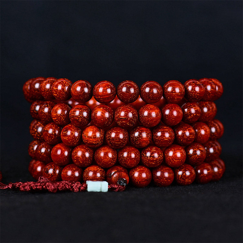 Buddha Stones Tibetisches kleines Blatt-Balance-Armband aus rotem Sandelholz