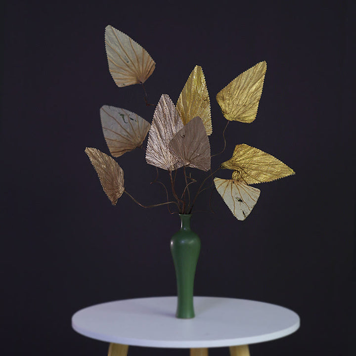 Natürlicher, getrockneter dreieckiger Lotusblatt-Pflanzenstrauß, Heimdekoration, Ornamente
