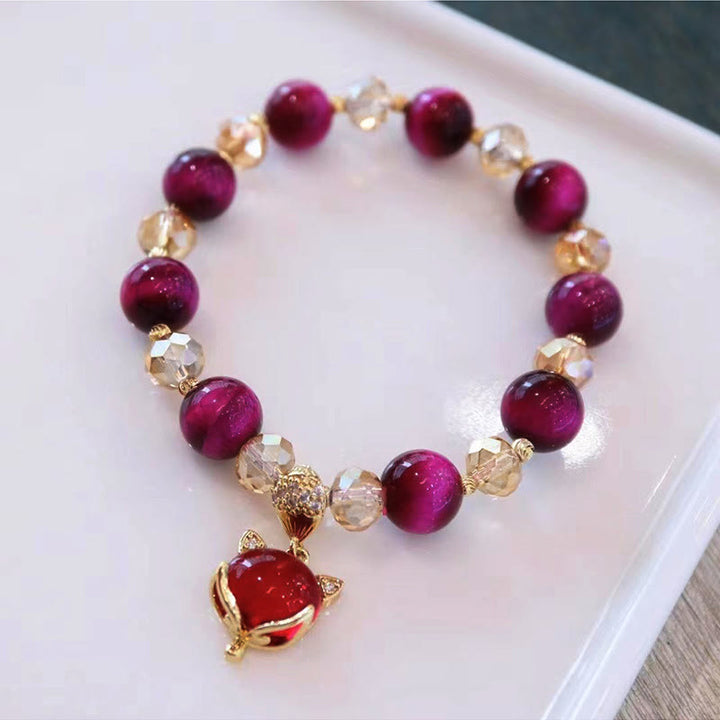 Buddha Stones Rotes Tigerauge PiXiu Fuchs Schutz Selbstvertrauen Armband