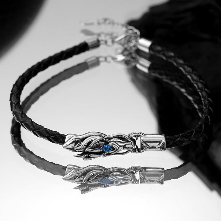 ❗❗❗Ein Blitzverkauf – Buddha Stones 925 Sterling Silber Jahr des Drachen, blauer Zirkon-Design-Erfolgsarmband-Halsketten-Anhänger